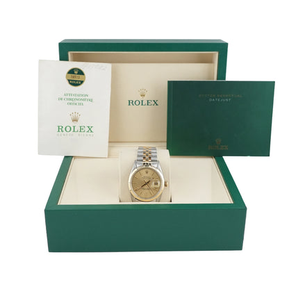 Rolex Datejust 36 Champagne Stick Dial on Jubilee 16013 Papers 1978