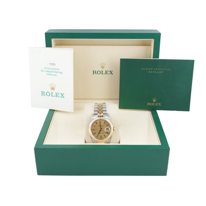 Rolex Datejust 36 Champagne Stick Dial on Jubilee 16233 Papers 2002