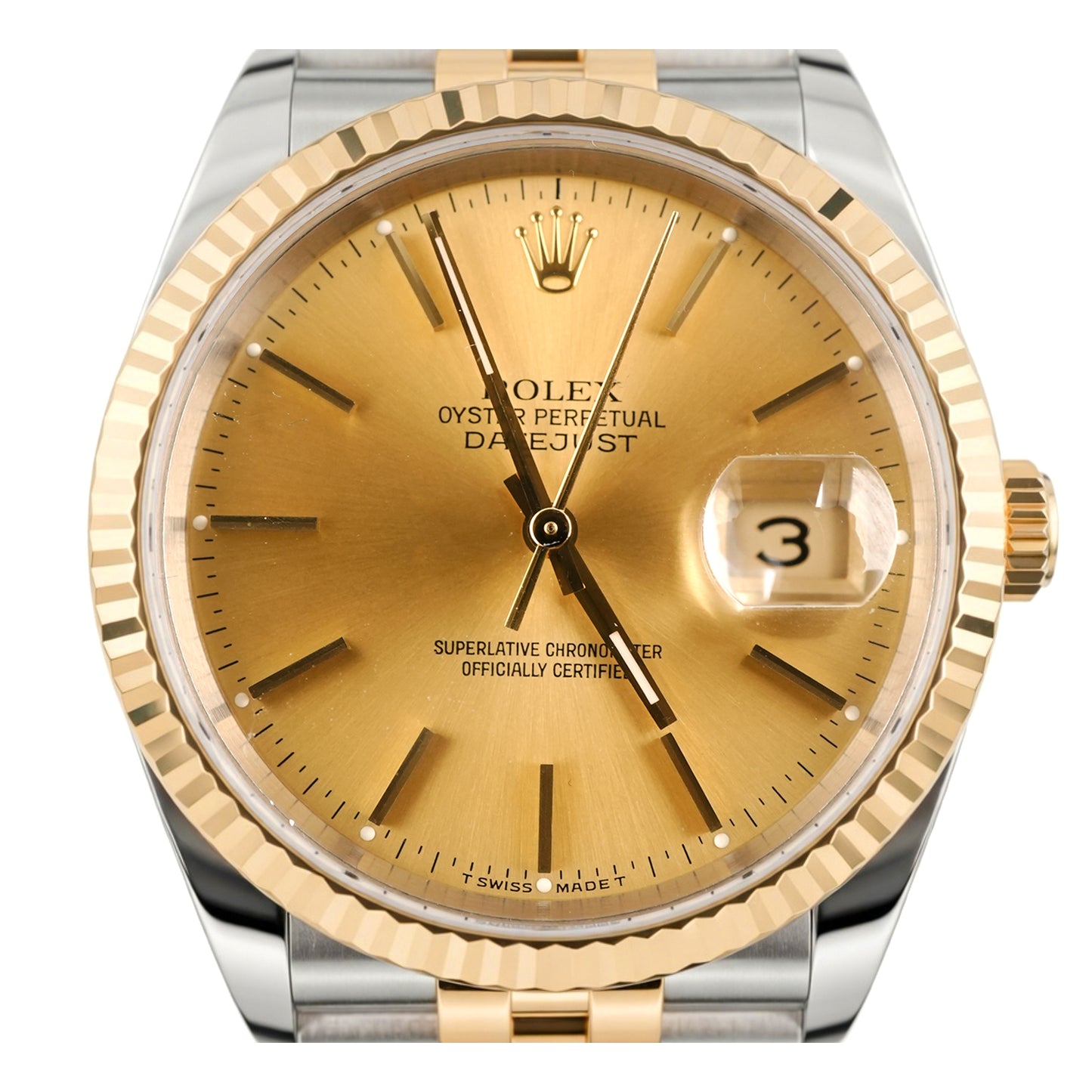 Rolex Datejust 36 Champagne Stick Dial on Jubilee 16233 Papers 1996