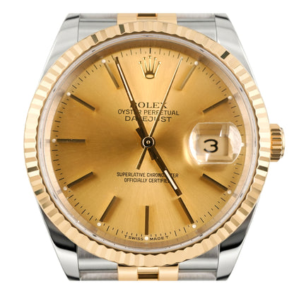 Rolex Datejust 36 Champagne Stick Dial on Jubilee 16233 Papers 1996