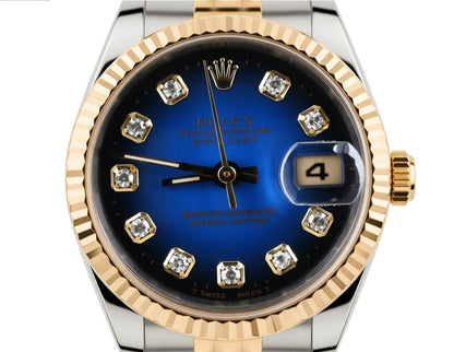 Rolex Datejust Lady 26 Blue Ombre Diamond Dial on Jubilee 69173 Papers 1995