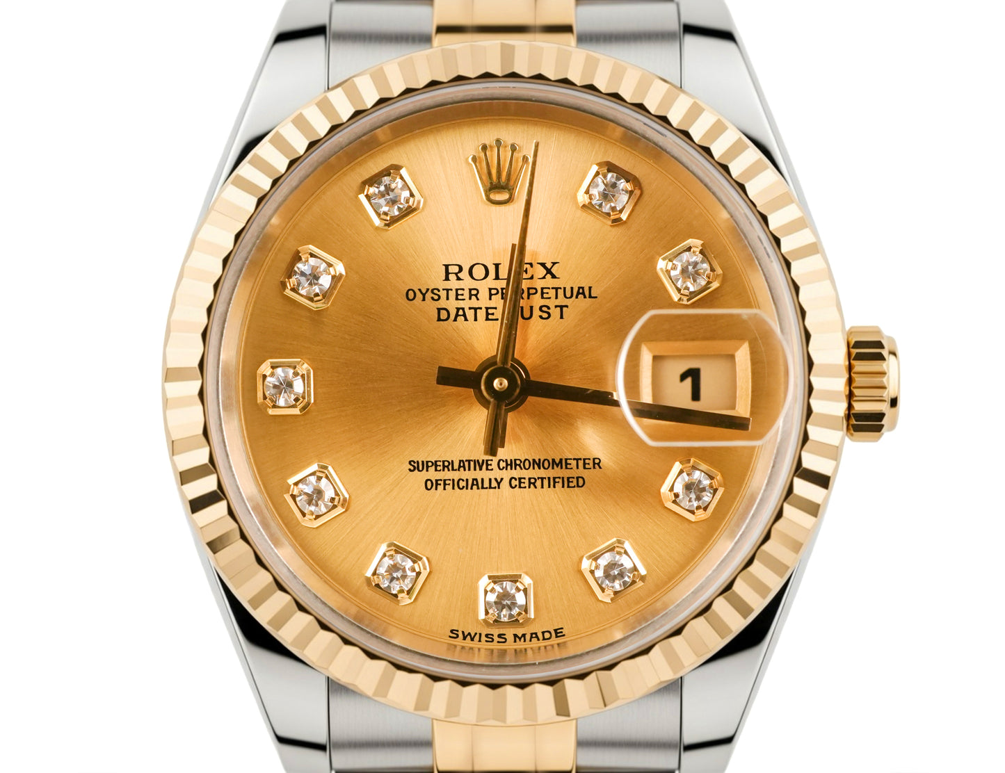 Rolex Datejust Lady Champagne Stick Dial on Jubilee 79173 Papers 2003