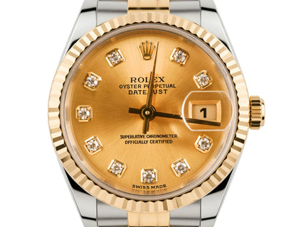 Rolex Datejust Lady Champagne Stick Dial on Jubilee 79173 Papers 2003