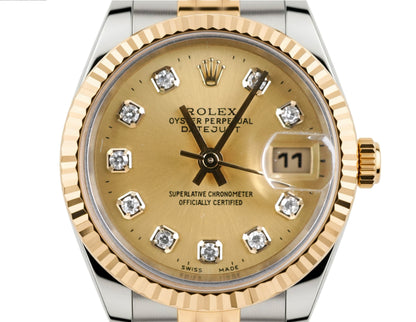 Rolex Datejust Lady Champagne Diamond Dial on Jubilee 69173 Papers 1995