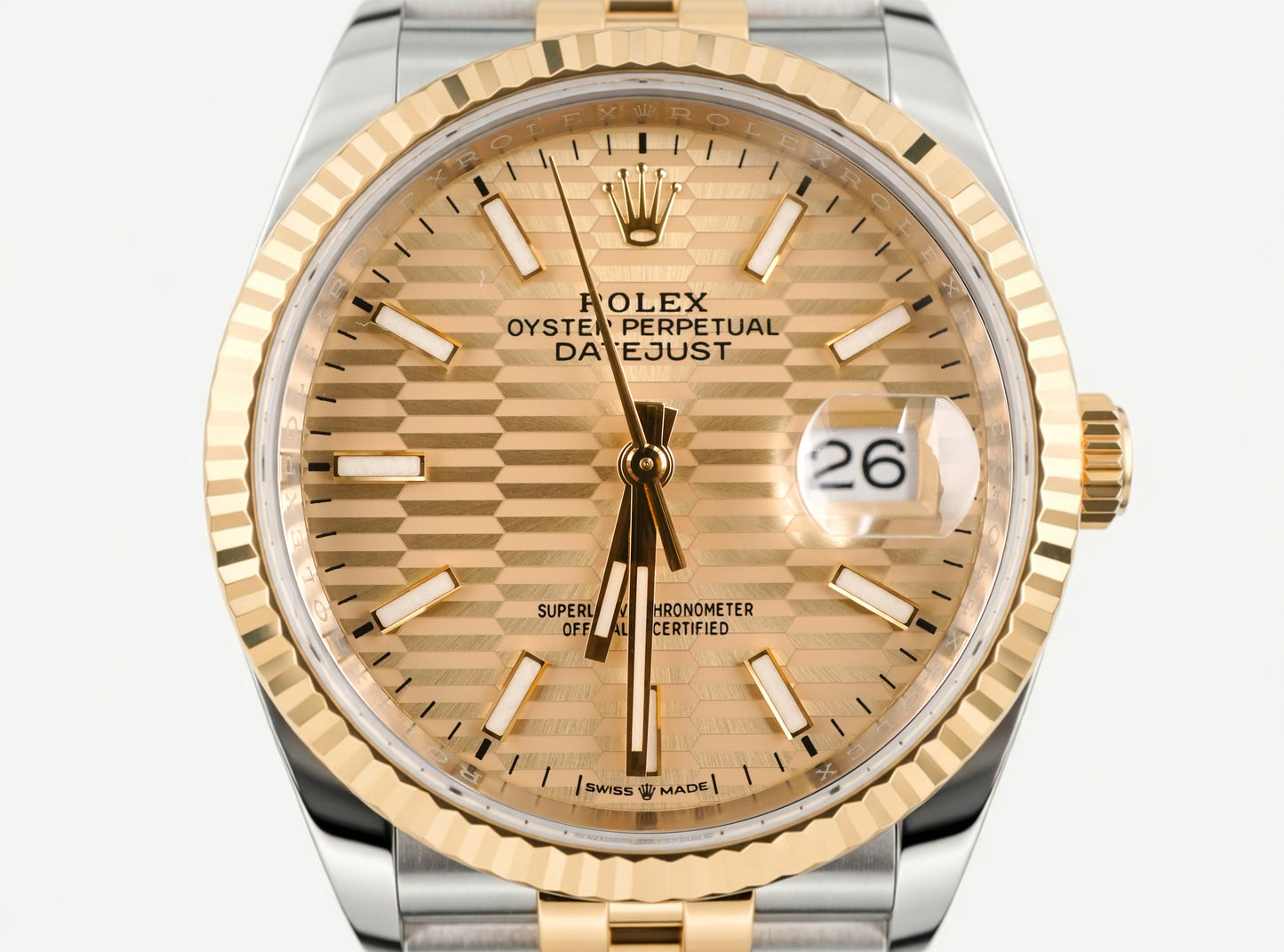 Rolex Datejust Golden Fluted Motif Index Dial on Jubilee 126233 Card 2023