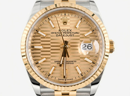 Rolex Datejust Golden Fluted Motif Index Dial on Jubilee 126233 Card 2023
