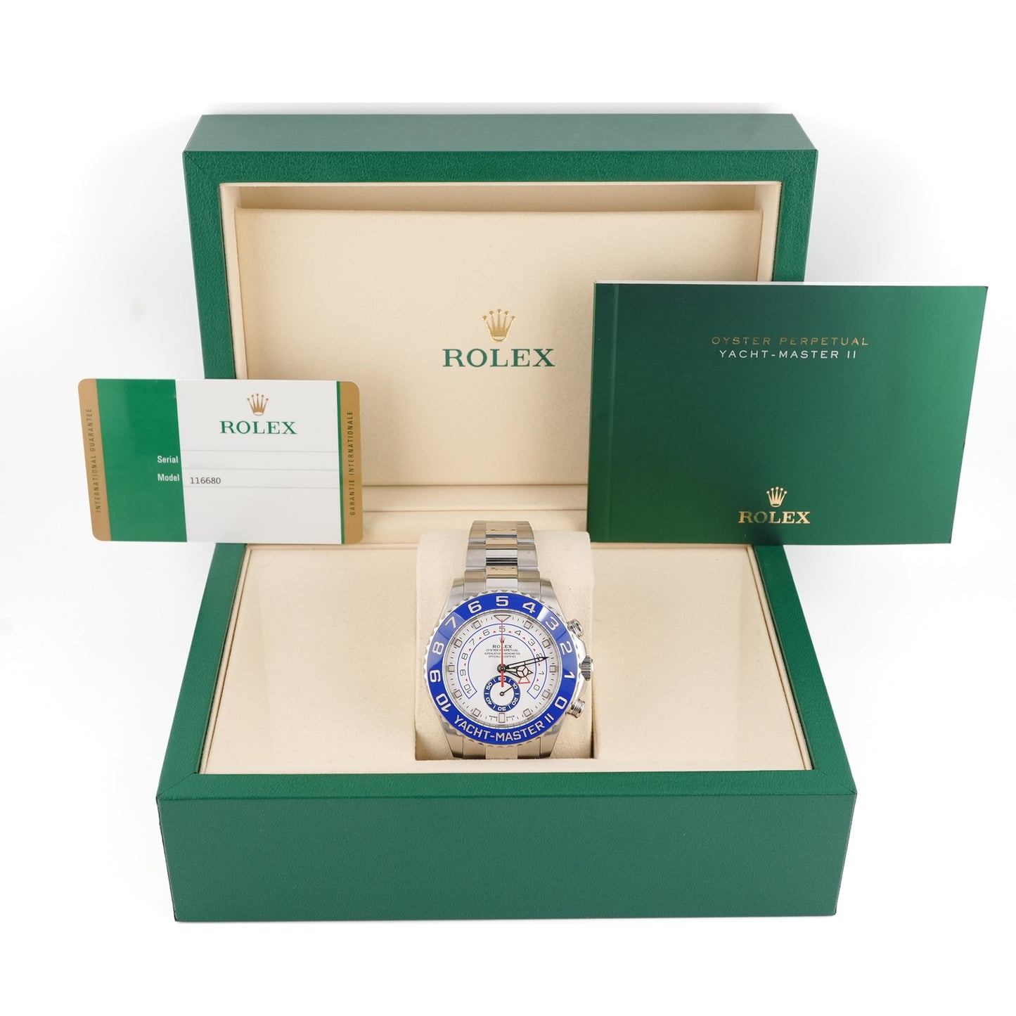 Rolex Yacht-Master II Matt White Dial on Oyster 116680 Complete 2019