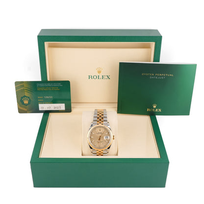 Rolex Datejust Golden Fluted Motif Index Dial on Jubilee 126233 Card 2023
