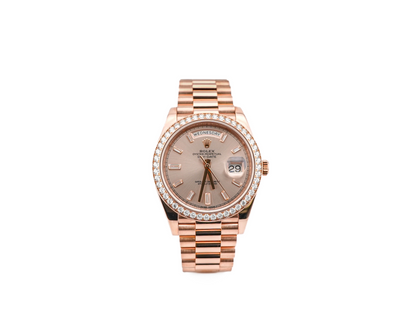 Rolex Day-Date 40 Sundust Baguette-Cut Diamond Dial on President 228345RBR Card 2019