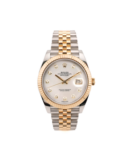 Rolex Datejust 41 White Mother-Of-Pearl Diamond Dial on Jubilee 126333 Card 2018