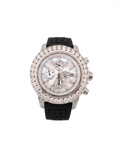 Breitling Super Avenger Custom White MOP Diamond Dial Dial on Rubber Strap A13370 2012