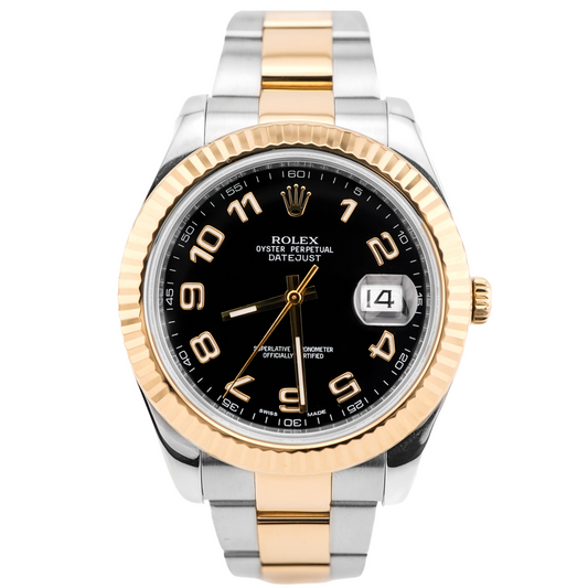 Rolex Datejust II Black Arabic Dial on Oyster 116333 Card 2013