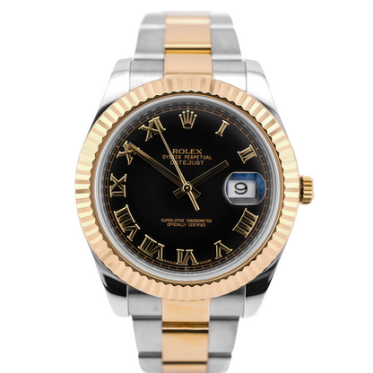 Rolex Datejust II Black Roman Dial on Oyster 116333 Card 2016