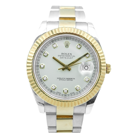Rolex Datejust II Ivory Diamond Dial on Oyster 116333 Card 2015