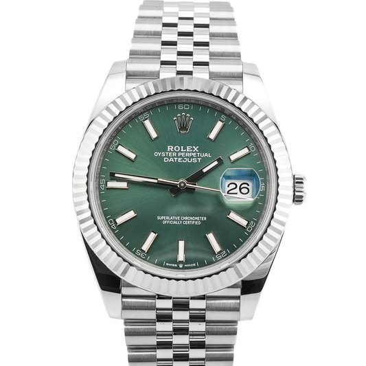 Rolex Datejust 41 Mint Green Index Dial on Jubilee 126334 Card 2025