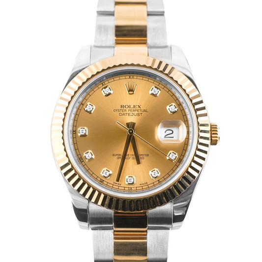Rolex Datejust II Champagne Diamond Dial on Oyster 116333 Card 2016
