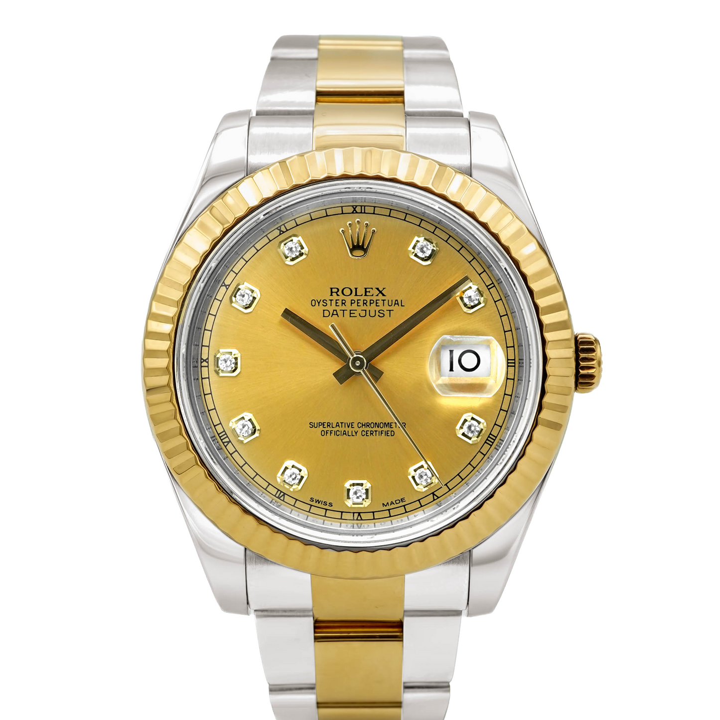 Rolex Datejust II Champagne Diamond Dial on Oyster 116333 Card 2016
