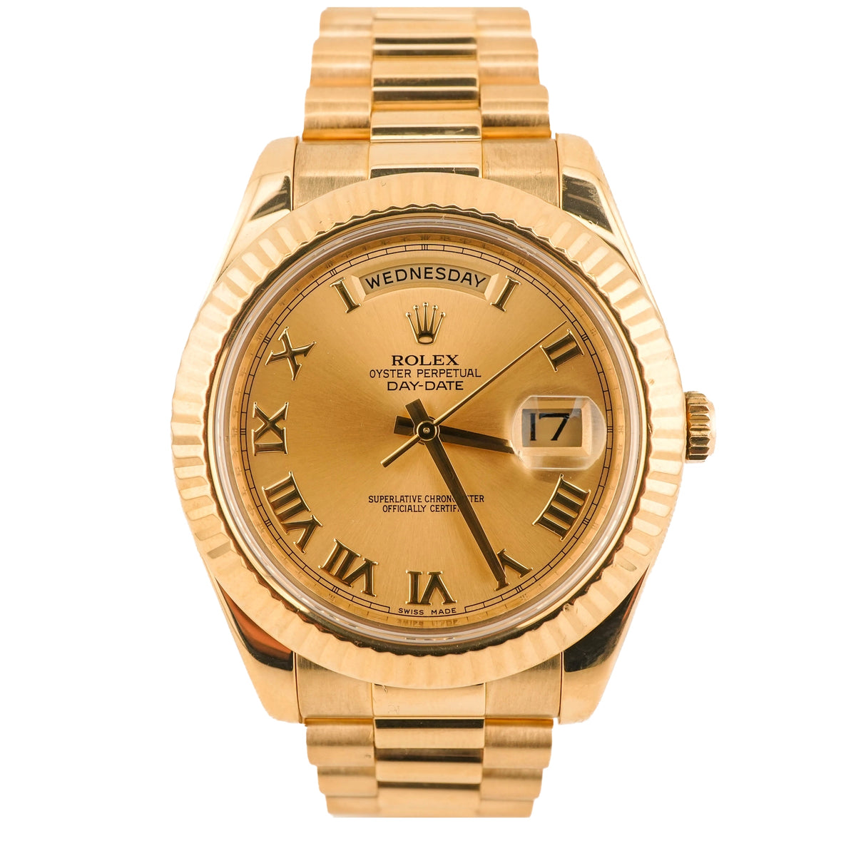 Rolex Day-Date II 41MM Champagne Roman Dial on President 218238 Card 2013