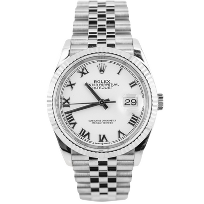 Rolex Datejust 36 White Roman Dial on Jubilee 126234 Card 2021