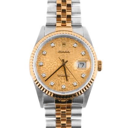 Rolex Datejust 36 Champagne Jubilee Diamond Dial Dial on Jubilee 16233 Papers 2001