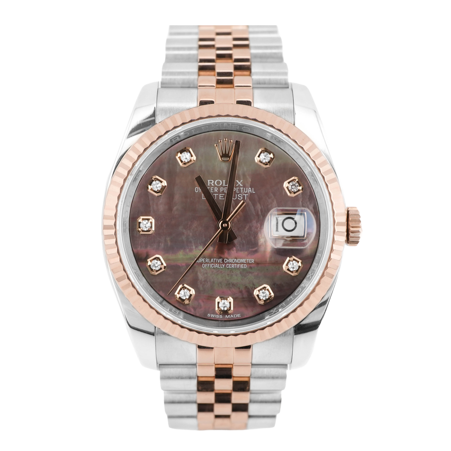 Rolex Datejust 36 Black Mother of Pearl Diamond Dial on Jubilee 116231 Card 2018