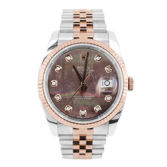 Rolex Datejust 36 Black Mother of Pearl Diamond Dial on Jubilee 116231 Card 2018