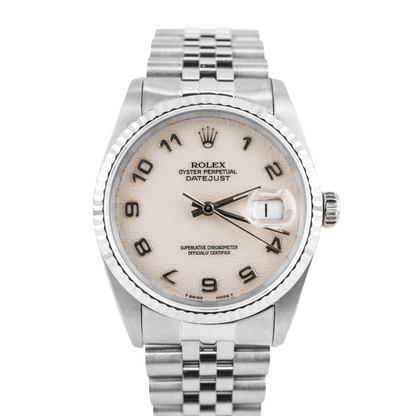 Rolex Datejust Jubilee Arabic White Dial Dial on Jubilee 16234 Papers 1991