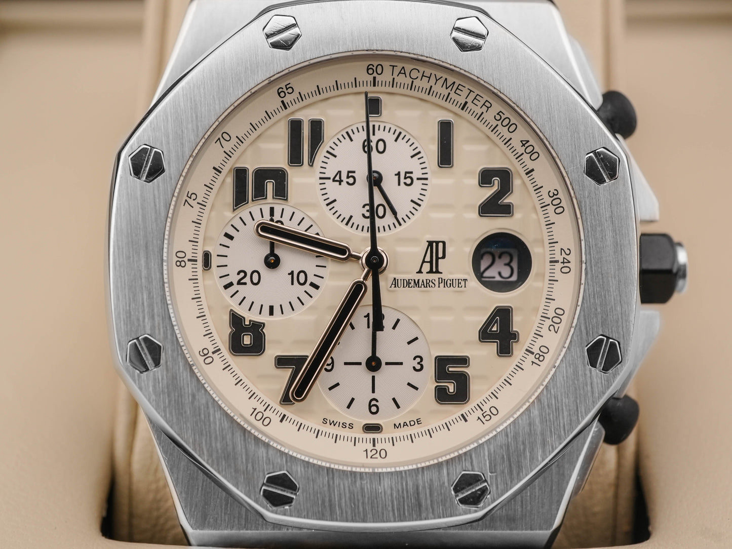 Audemars Piguet Royal Oak Offshore Chronograph Safari White Dial on Blue Rubber 26170ST.OO.D091CR.01 Complete 2013
