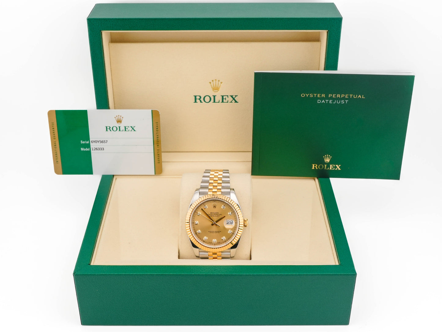 Rolex Datejust 41 Champagne Diamond Dial on Jubilee 126333 Card 2018