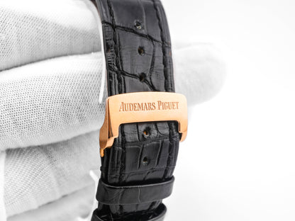 Audemars Piguet Royal Oak Black Dial on Leather Strap 15500OR.OO.D002CR.01 Complete 2019