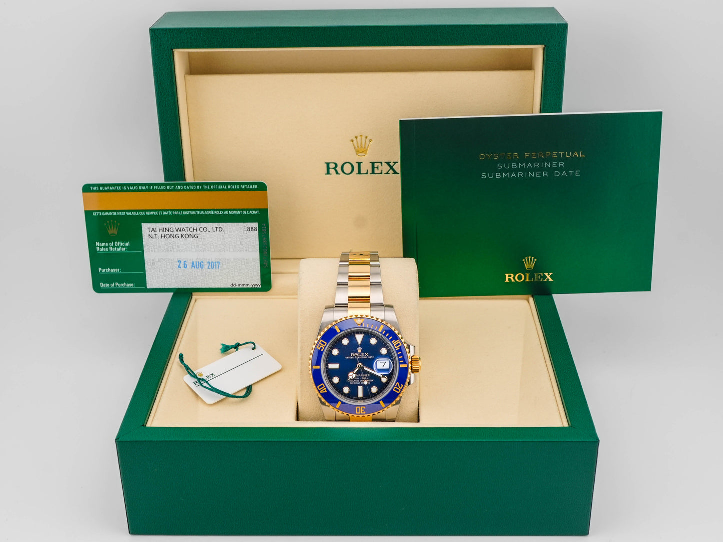 Rolex Submariner Blusey Blue Dial on Oyster 116613LB Card 2017