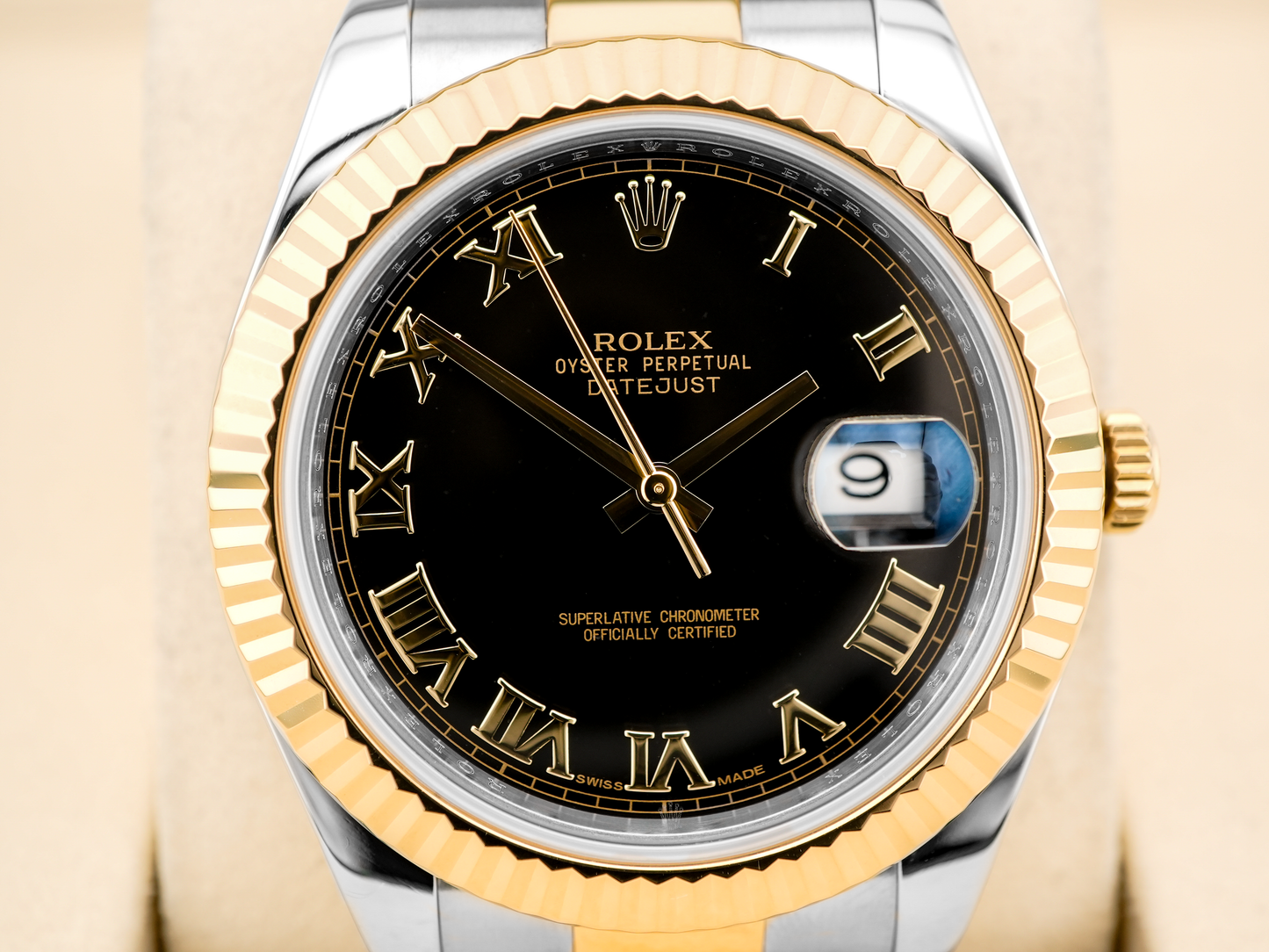 Rolex Datejust II Black Roman Dial on Oyster 116333 Card 2016