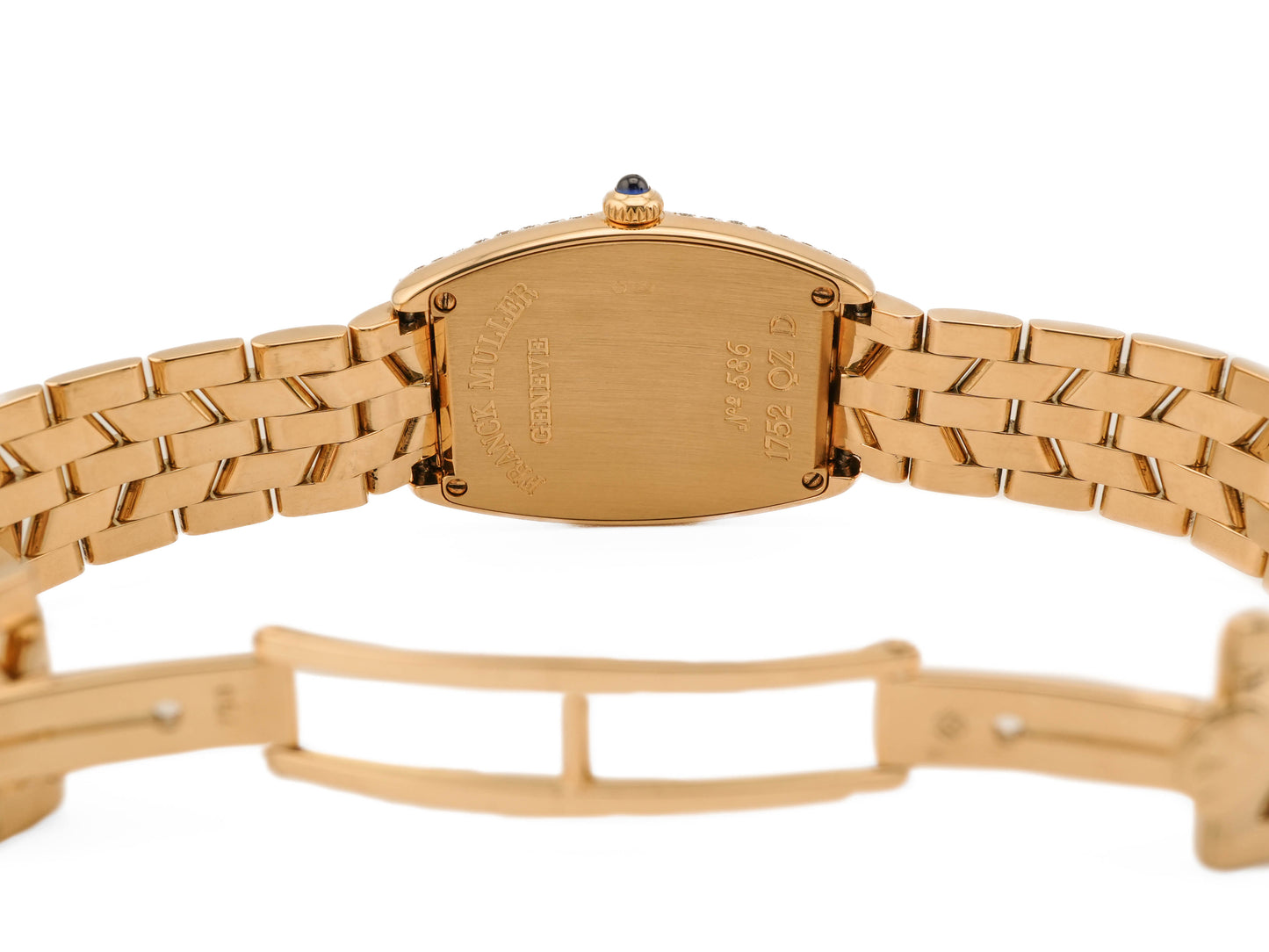 Franck Muller Cintrée Curvex SIlver Dial on 18K Yellow Gold Bracelet 1752 QZ D Complete Open Date