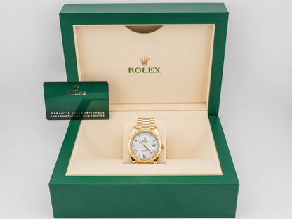 Rolex Day-Date 40 White Bevelled Roman Dial on President 228238 Card 2024