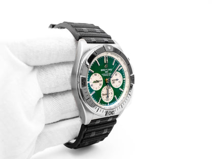 Breitling Chronomat B01 Green Dial on Rubber Strap AB01342B1L5S1 Complete 2024