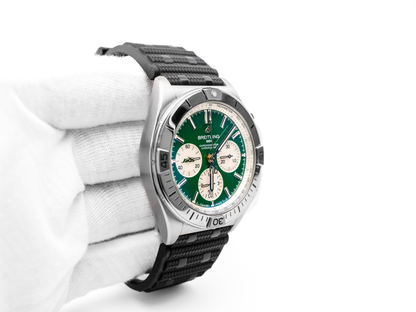 Breitling Chronomat B01 Green Dial on Rubber Strap AB01342B1L5S1 Complete 2024
