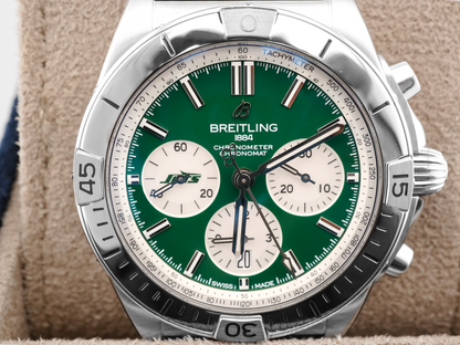 Breitling Chronomat B01 Green Dial on Rubber Strap AB01342B1L5S1 Complete 2024