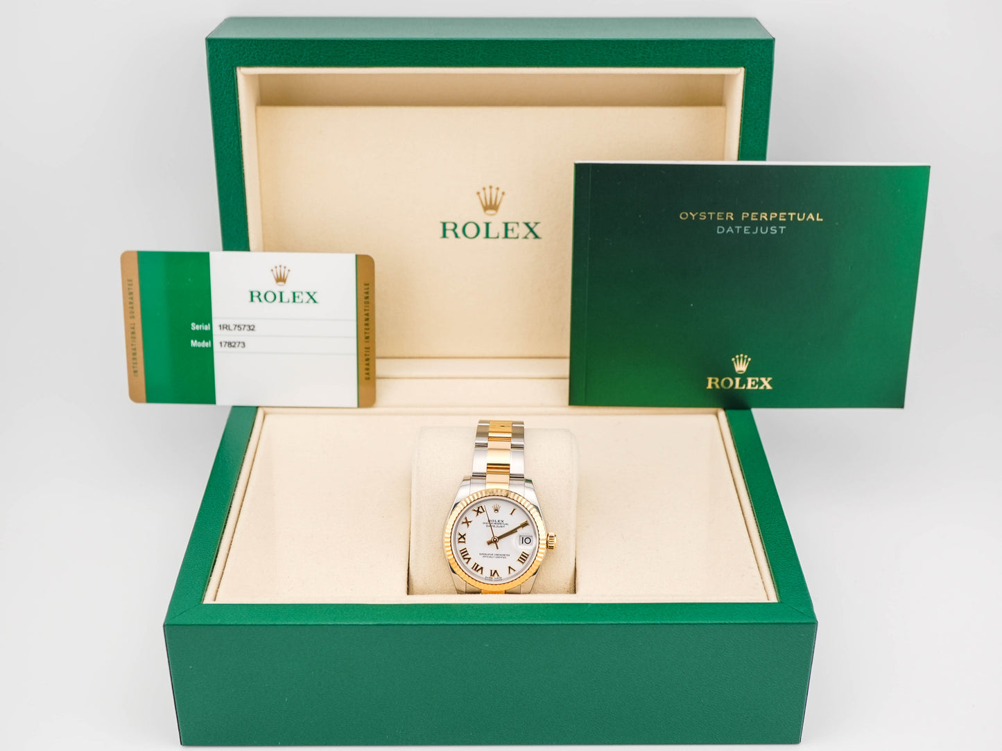 Rolex Datejust 31 White Roman Dial on Oyster 178273 Card 2018