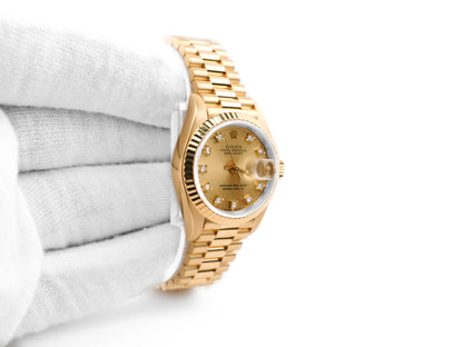 Rolex Datejust Lady President Champagne Diamond Dial on President 69178 Papers 1991