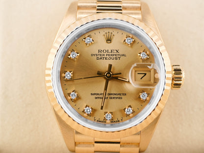 Rolex Datejust Lady President Champagne Diamond Dial on President 69178 Papers 1991
