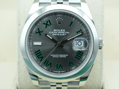 Rolex Datejust 41 Slate Green Roman Dial on Jubilee 126300 Card 2022