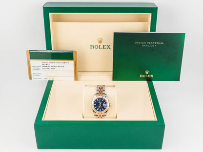 Rolex Datejust Lady Blue Stick Dial on Jubilee 179171 Card 2010