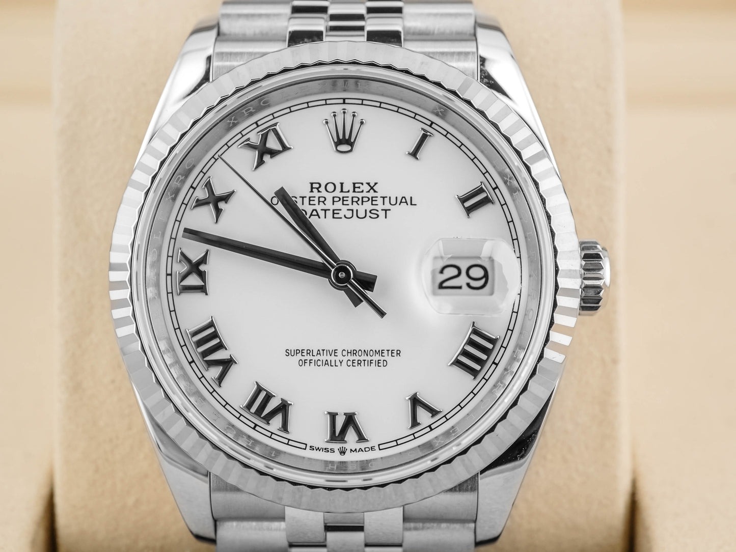 Rolex Datejust 36 White Roman Dial on Jubilee 126234 Card 2021