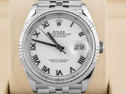 Rolex Datejust 36 White Roman Dial on Jubilee 126234 Card 2021