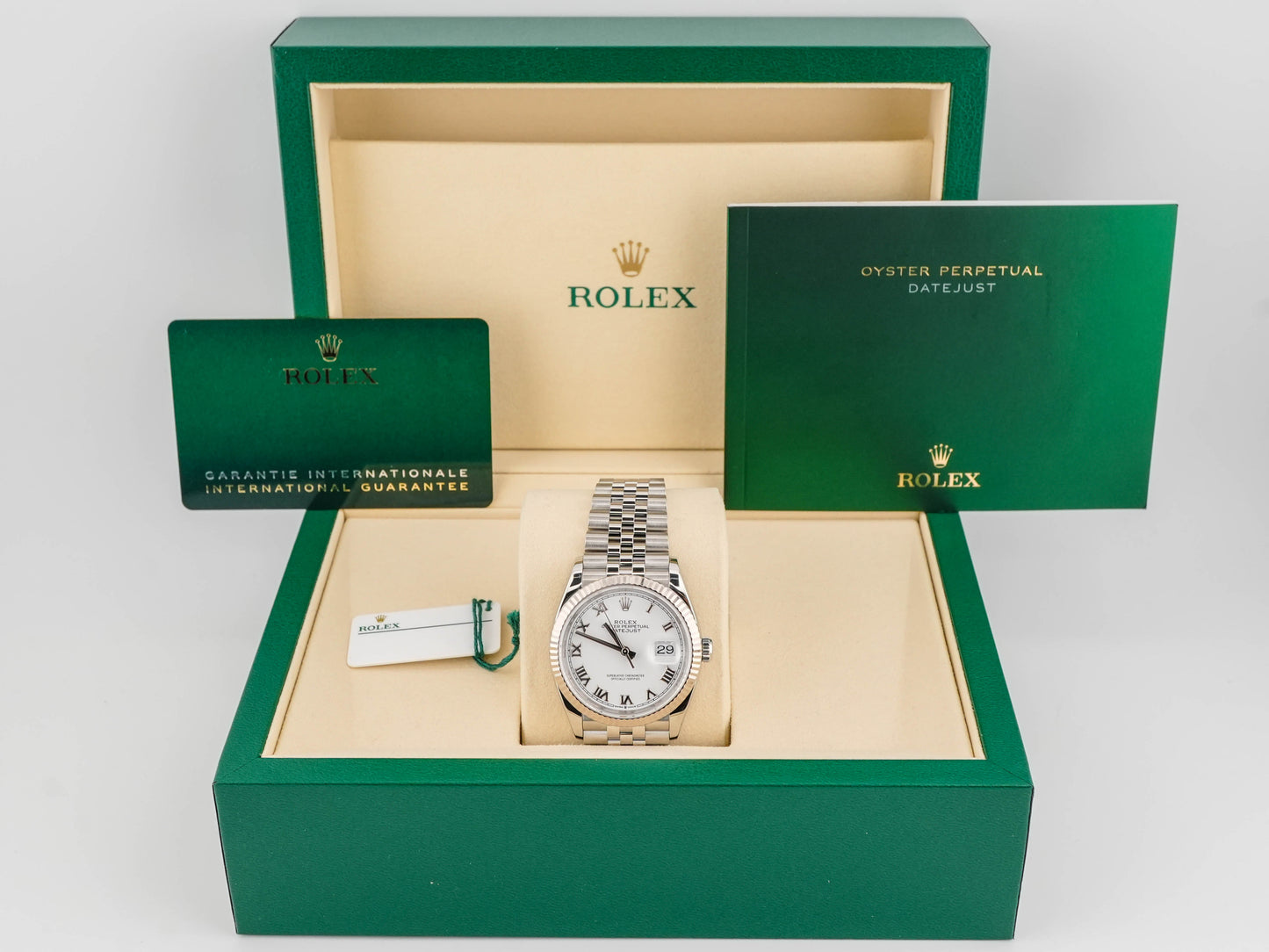 Rolex Datejust 36 White Roman Dial on Jubilee 126234 Card 2021