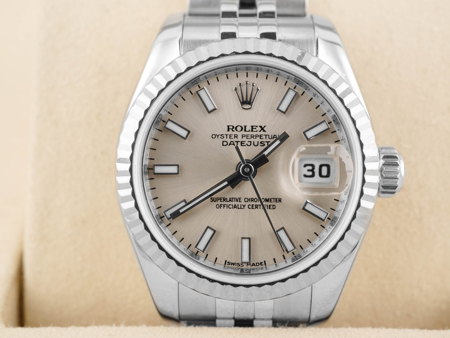 Rolex Datejust Lady Silver Stick Dial on Jubilee 179174 Card 2015