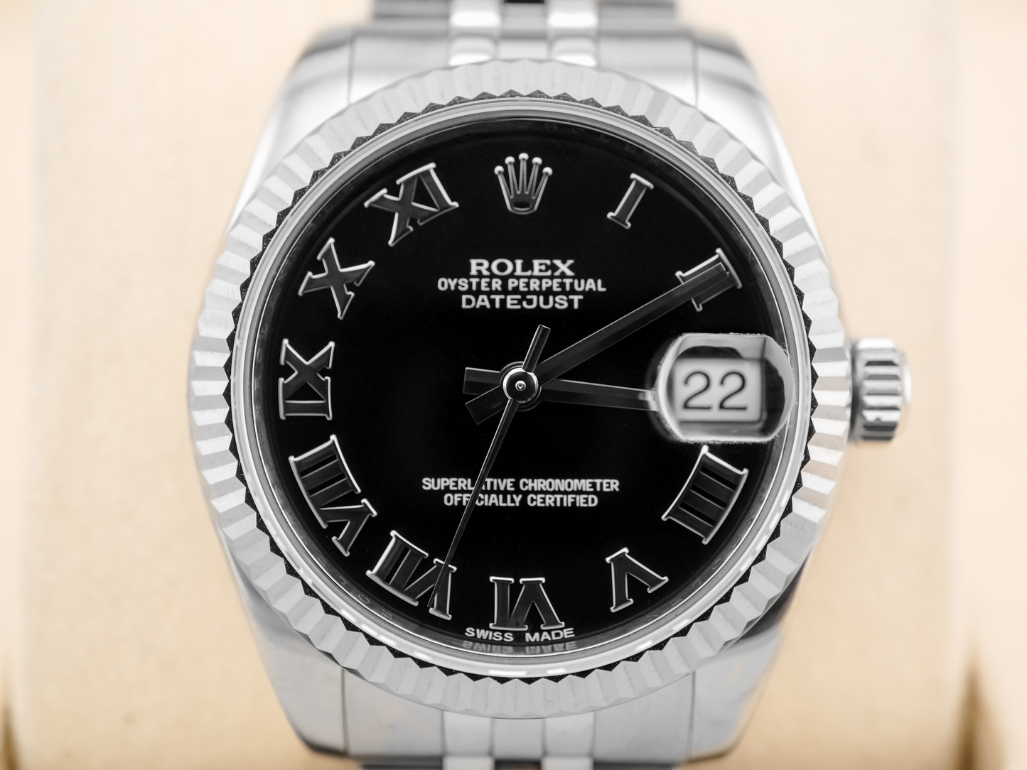 Rolex Datejust 31 Black Roman Dial on Oyster 178274 Card 2015