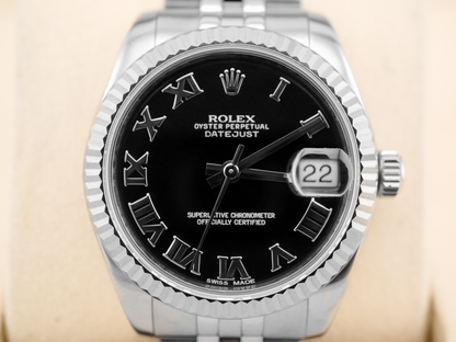 Rolex Datejust 31 Black Roman Dial on Oyster 178274 Card 2015