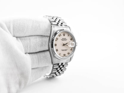 Rolex Datejust Jubilee Arabic White Dial Dial on Jubilee 16234 Papers 1991