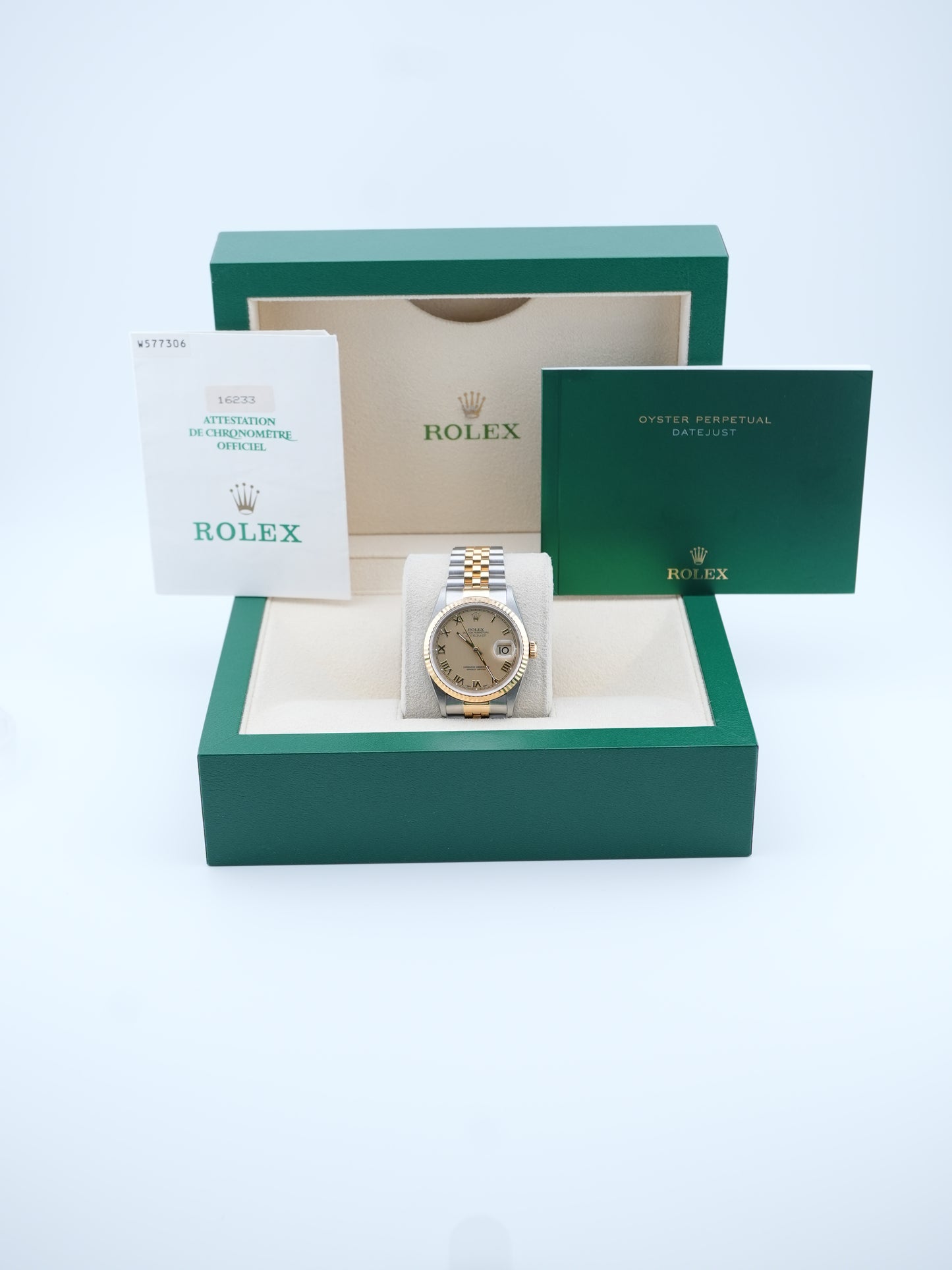 Rolex Datejust Champagne Roman Dial on Jubilee 16233 Papers 1996
